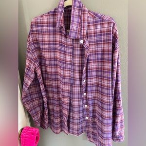 Large. Oversized women’s flannel.